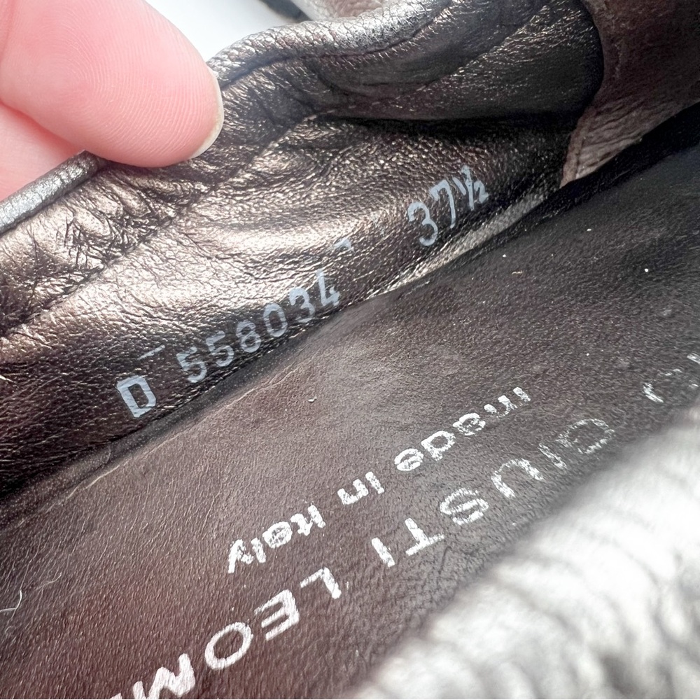 Attilio Giusti Leombruni Leather Ballet Metallic Flats Patent Black Toe Size 7.5 - Picture 9 of 10